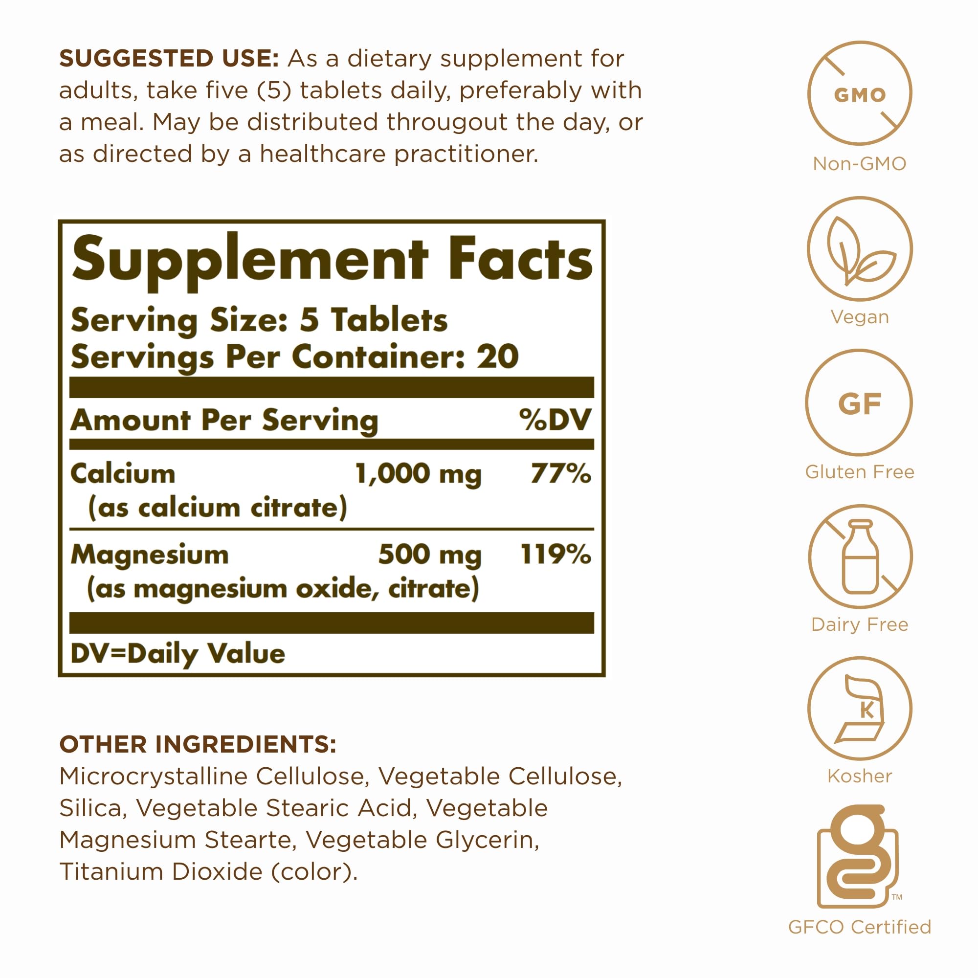 Solgar Calcium Magnesium Citrate – 3 x 100 Tablets | Non-GMO, Vegan, Gluten Free, Kosher