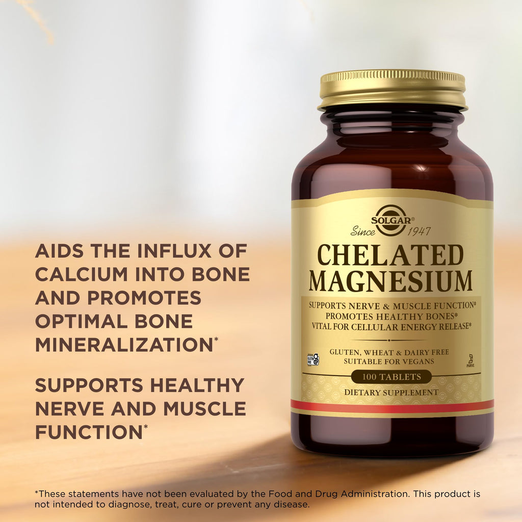 Solgar Chelated Magnesium - 400 mg/Serving | 25 Servings | Vegan & Gluten Free