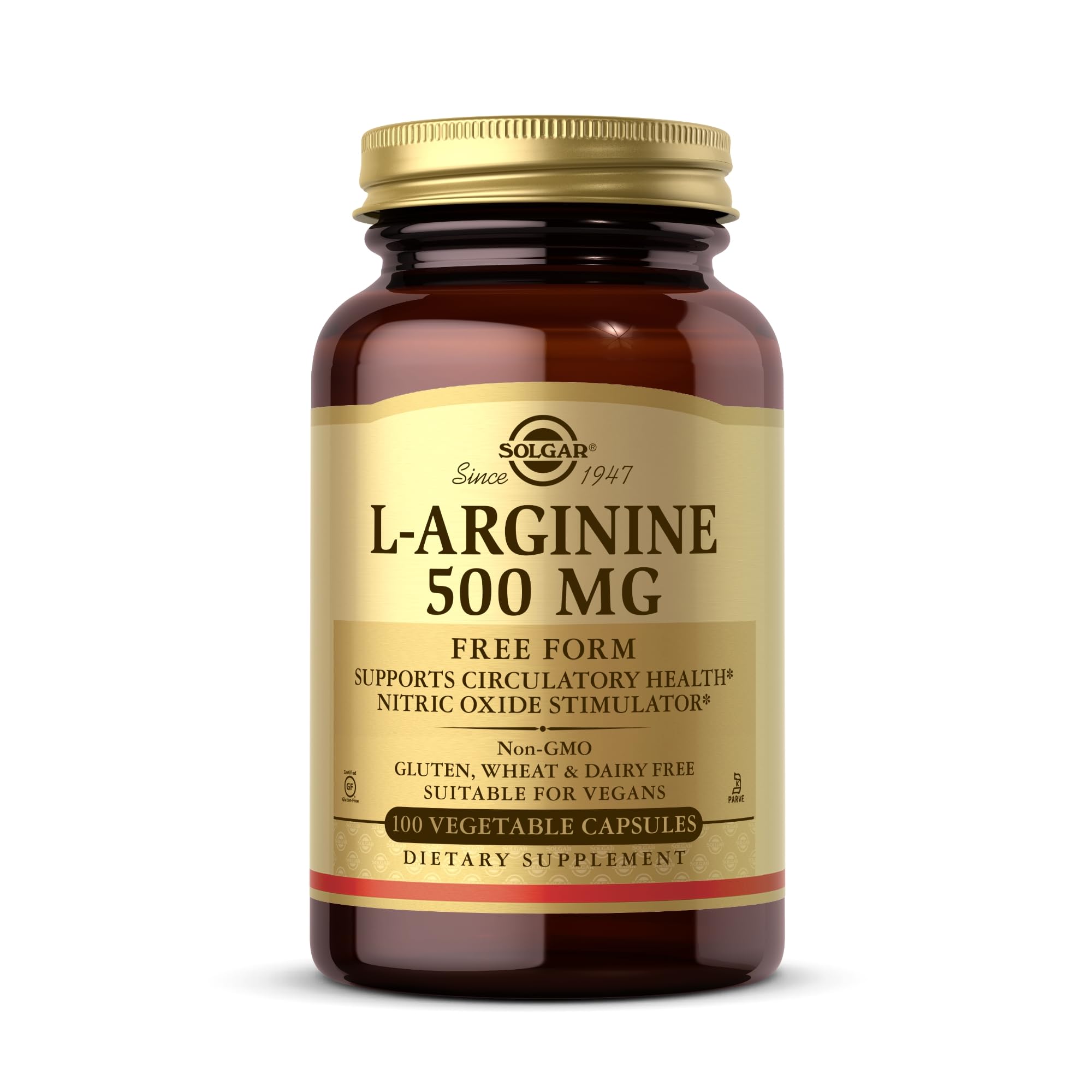 Solgar L-Arginine 500 mg – 100 Veg Capsules | Nitric Oxide Support