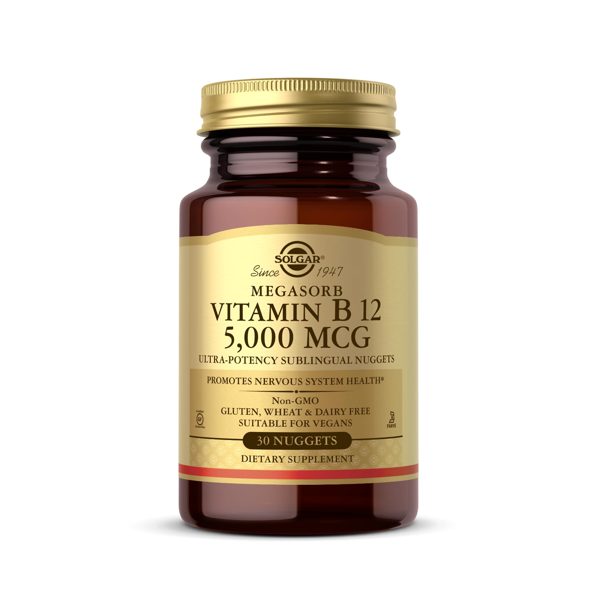 Solgar Vitamin B12 5000 mcg – 30 Nuggets | Vegan, Non-GMO, Gluten & Dairy Free