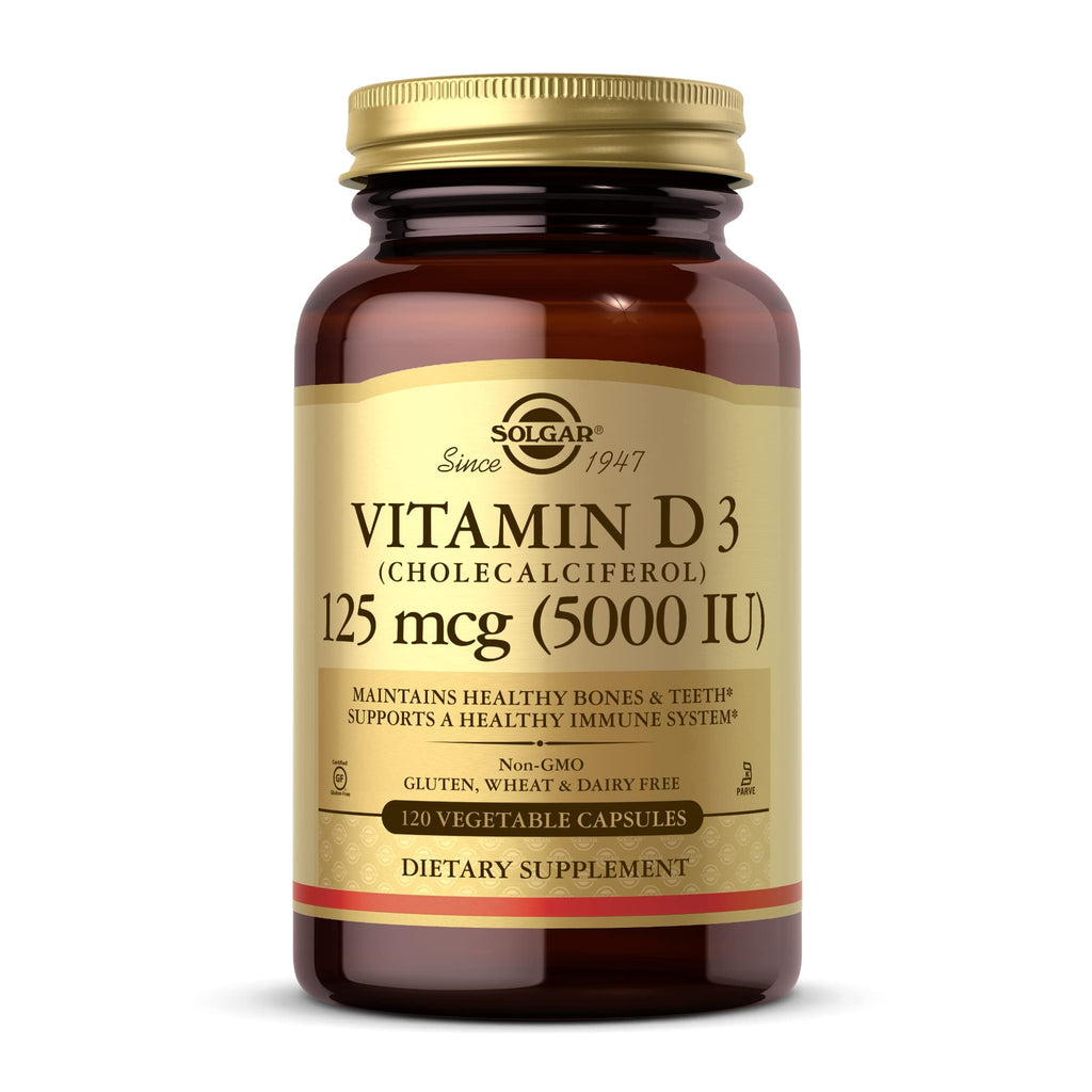 Solgar Vitamin D3 125 mcg (5000 IU) – 120 Veg Capsules | Bone & Immune Support