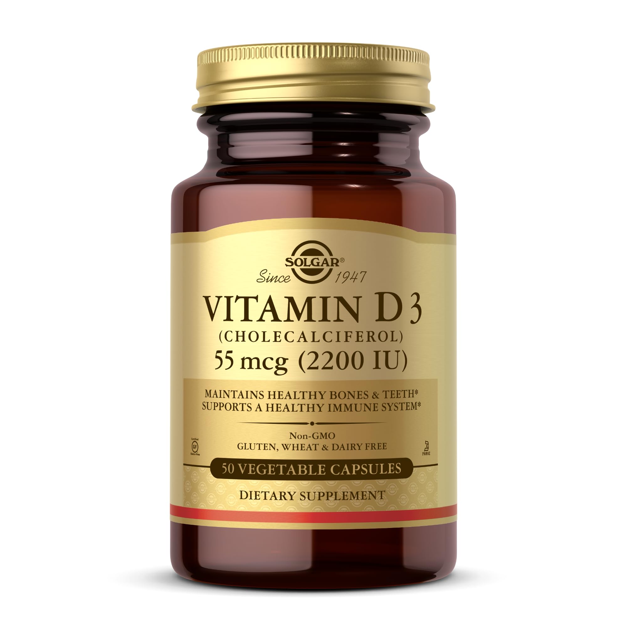 Solgar Vitamin D3 55 mcg (2200 IU) – 50 Veg Capsules | Bones & Immune Support