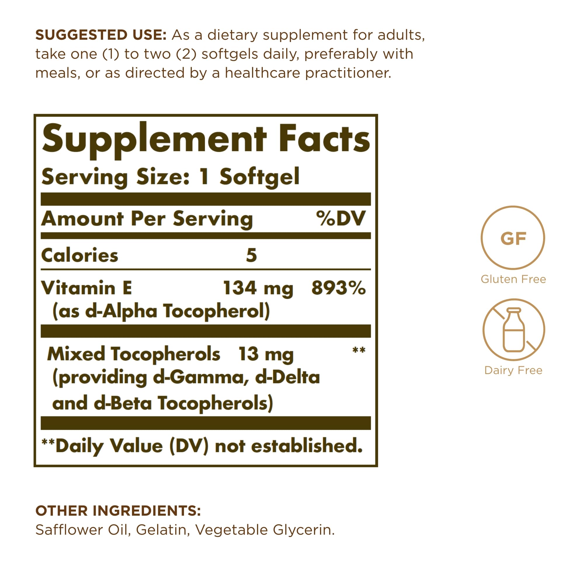 Solgar Vitamin E 200 IU – 100 Softgels | Natural Antioxidant & Immune Support