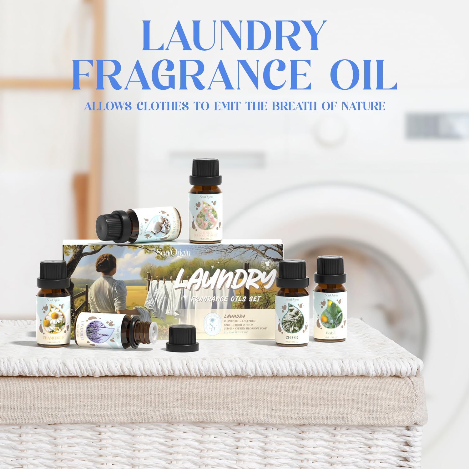 Soulorigin Laundry Fragrance Oils Set – Essential Oils for Diffuser & Fresh Laundry Scent