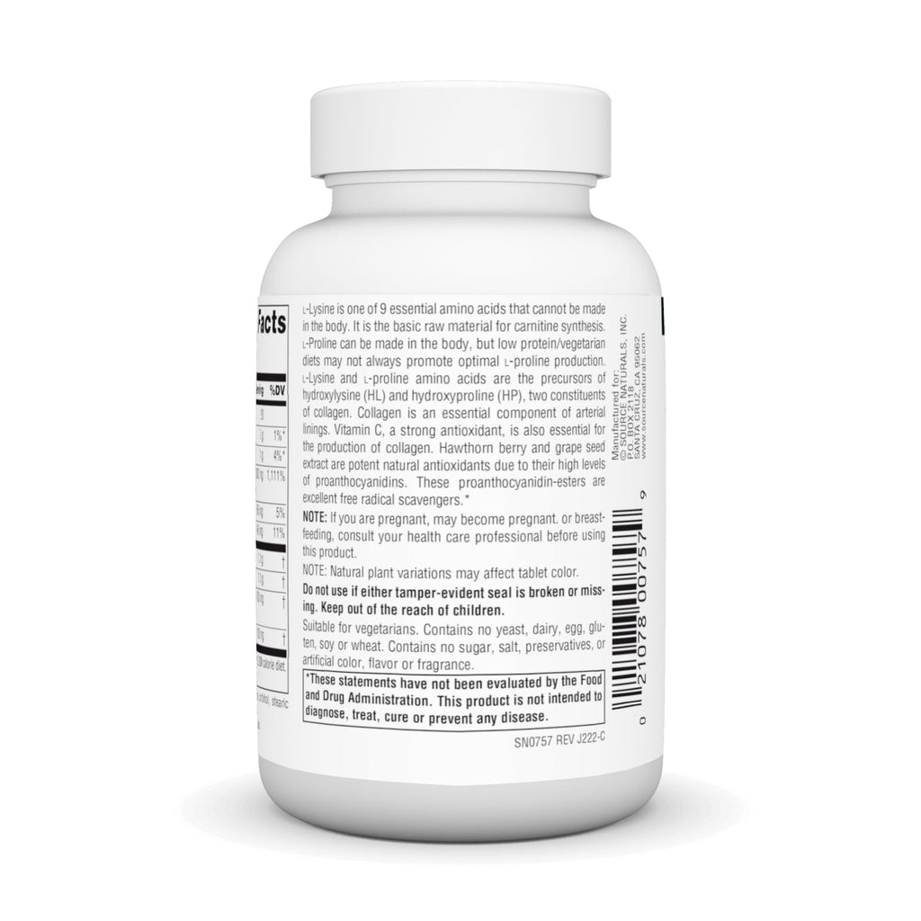 Source Naturals L-Proline & L-Lysine, 550mg - 60 Tablets
