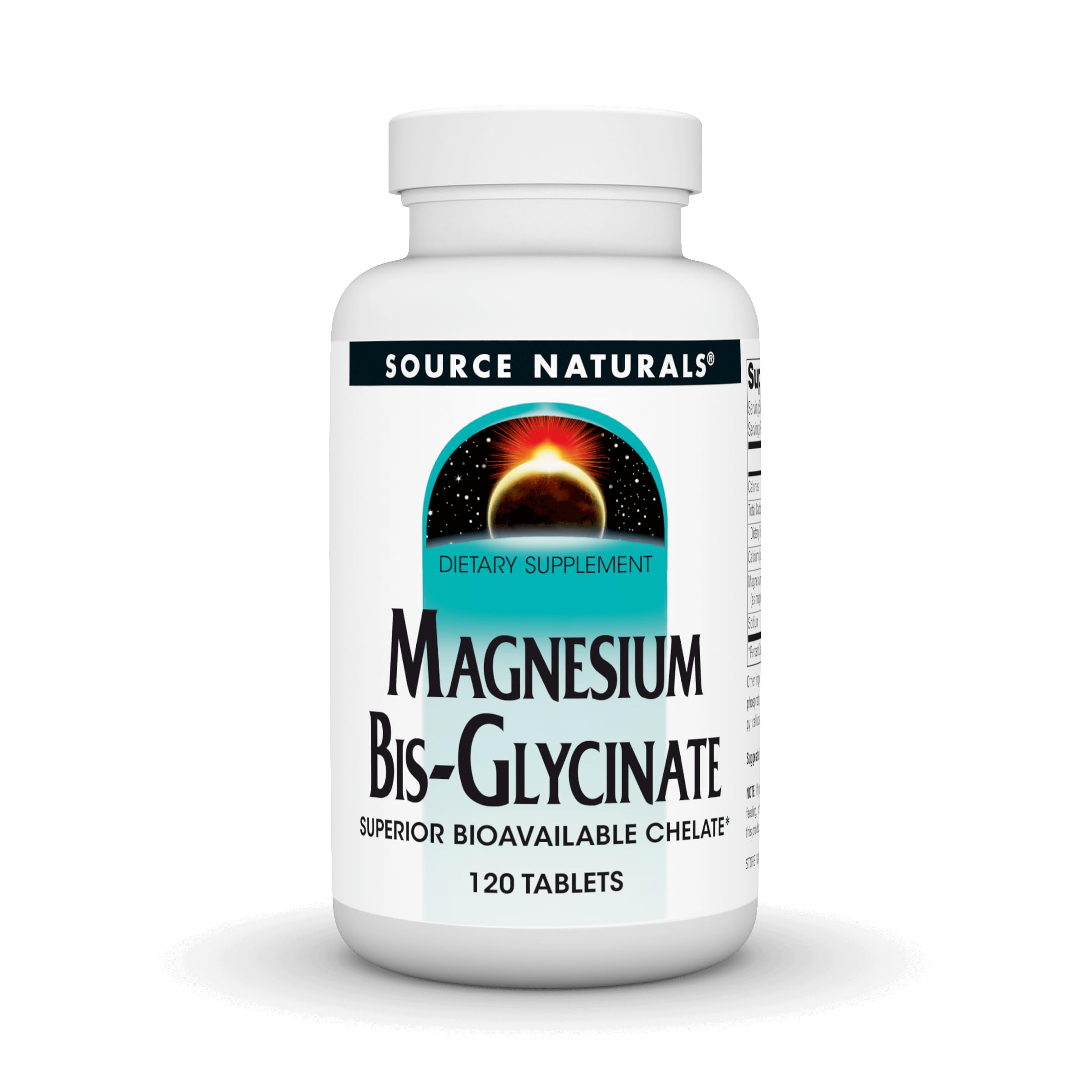Source Naturals Magnesium Bis-Glycinate 200 mg | 120 Tablets | Chelated for Absorption
