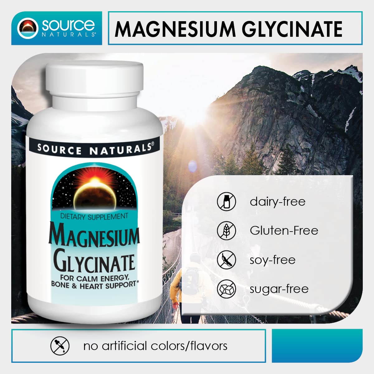 Source Naturals Magnesium Glycinate 200 mg | High Absorption, 120 Tablets