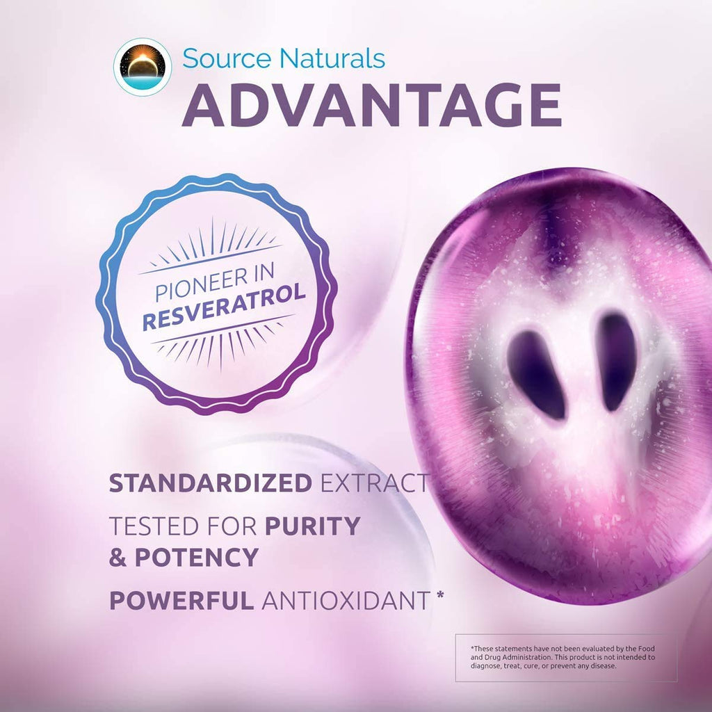 Source Naturals Resveratrol 100 mg - 60 Vegetarian Capsules | Heart Health & Healthy Aging