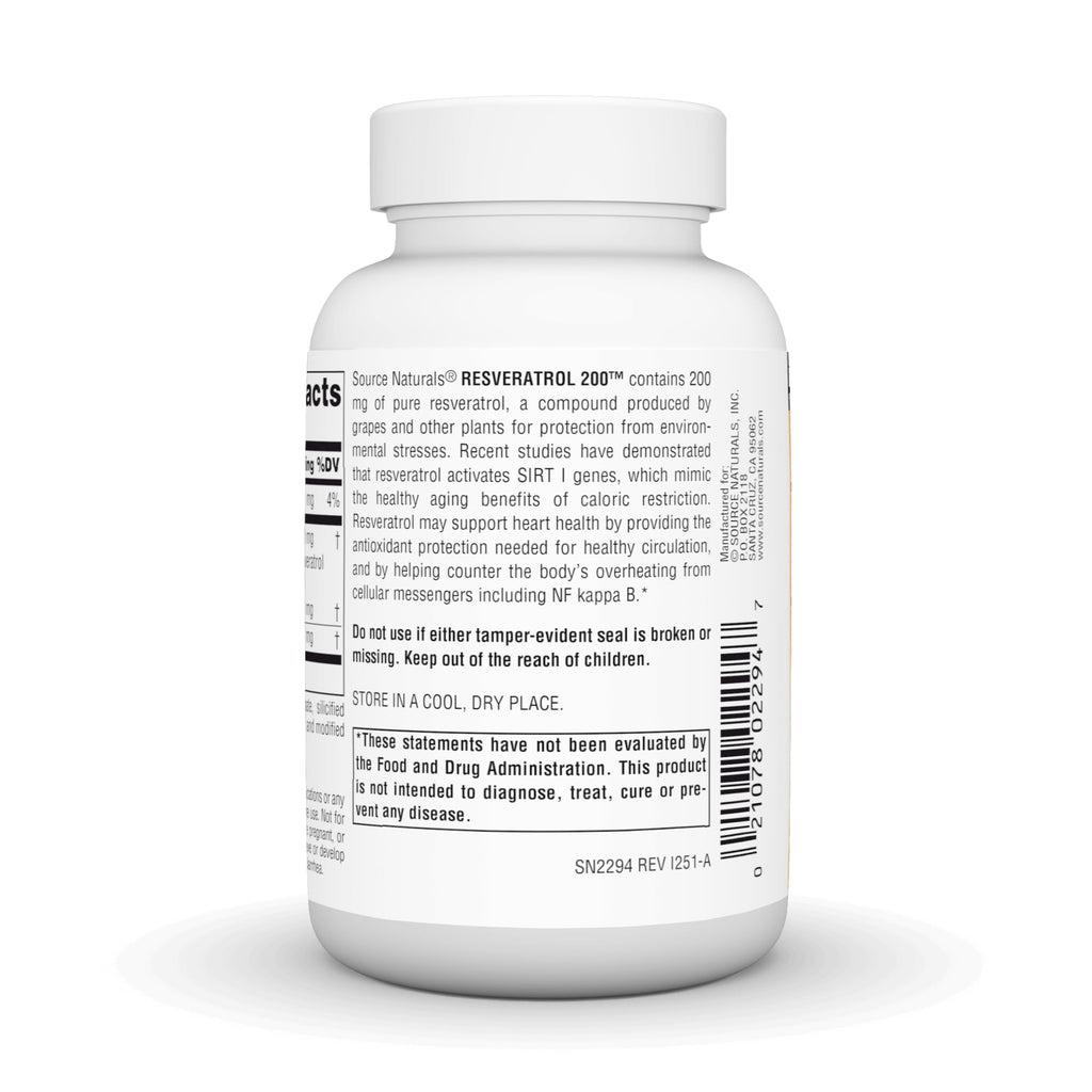 Source Naturals Resveratrol 200 for Healthy Aging, 200 mg - 120 Tablets