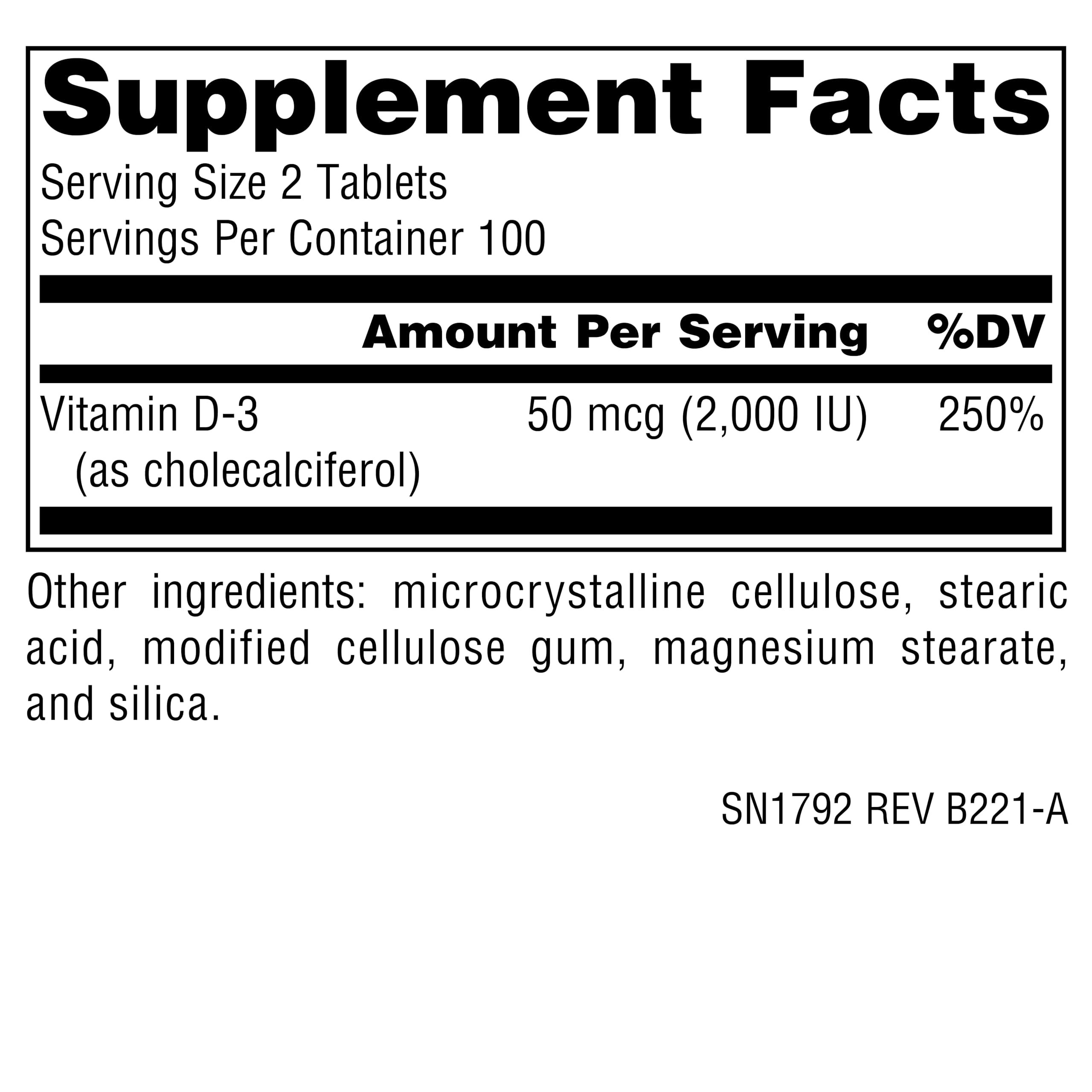 Source Naturals Vitamin D-3 Bioactve Form 1000 IU (25 mcg) – Supports Bone & Immune Health | 200 Tablets