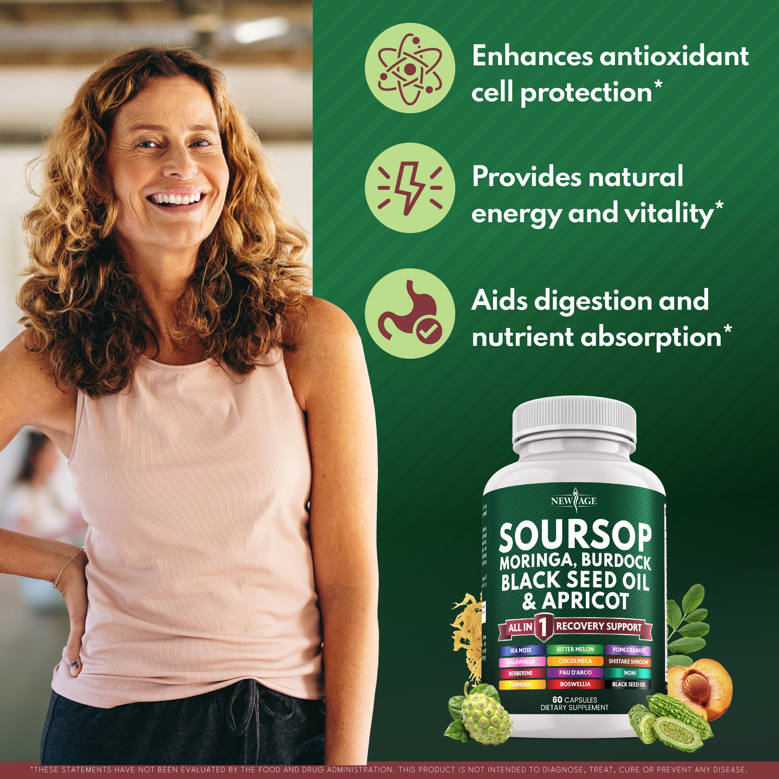 Soursop Supplement 180 Capsules – All-In-One Immune Support Blend