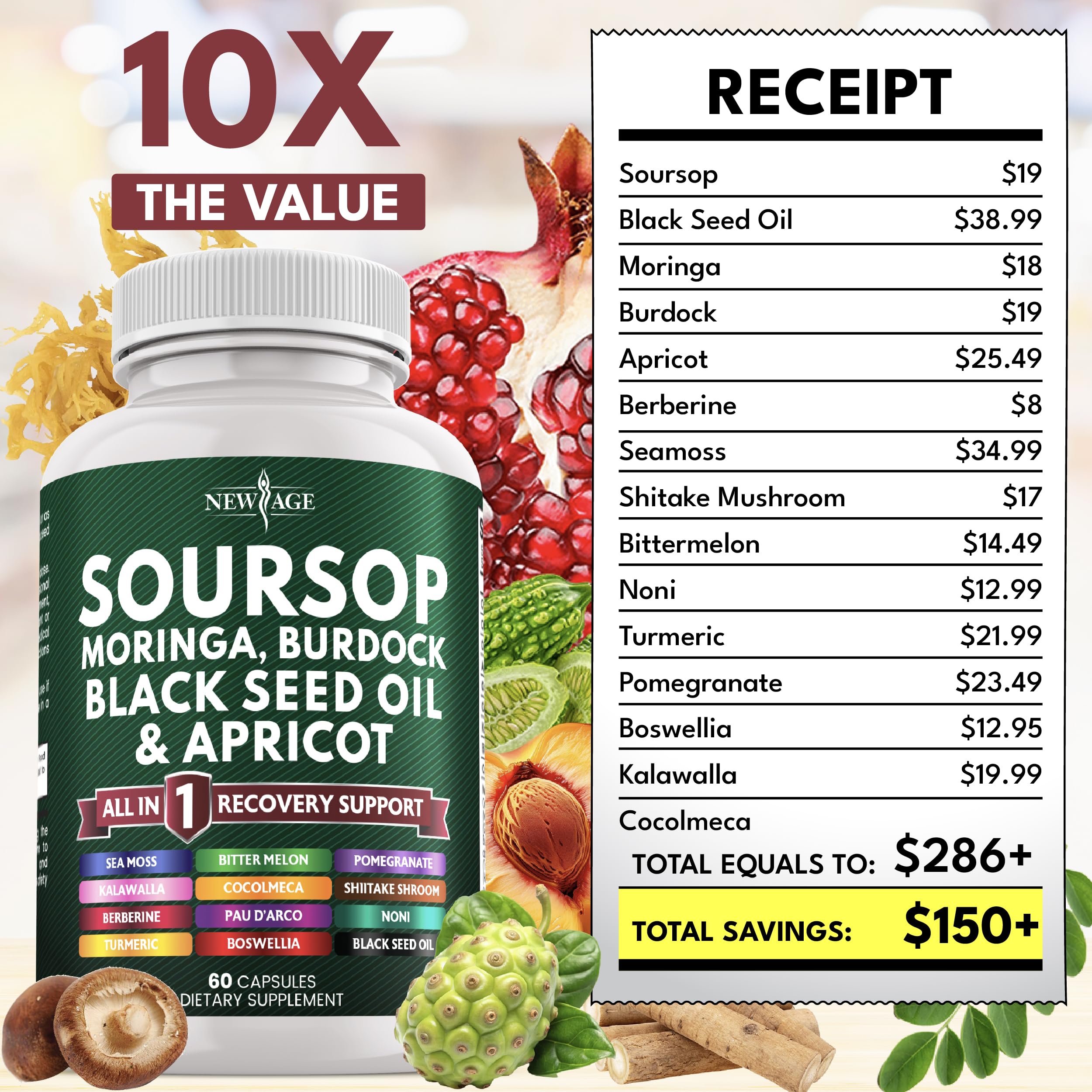 Soursop Supplement 180 Capsules – All-In-One Immune Support Blend