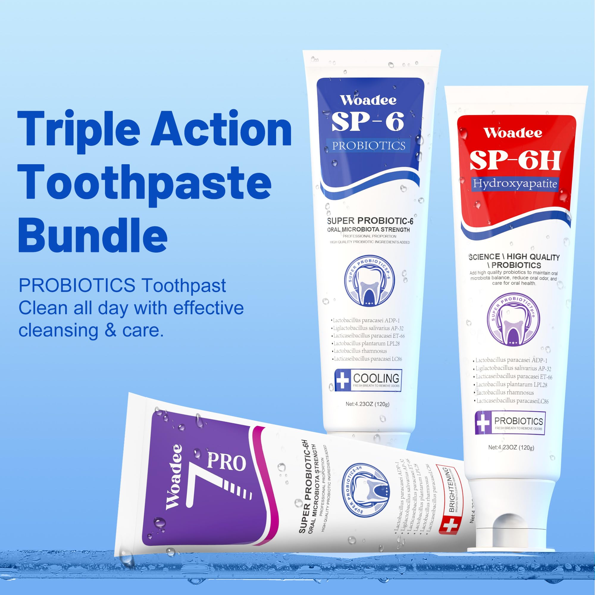 SP-6 Hydroxyapatite Toothpaste Set – 3 Tubes, Fluoride-Free, Enamel Safe, 7-Pro Probiotics Whitening