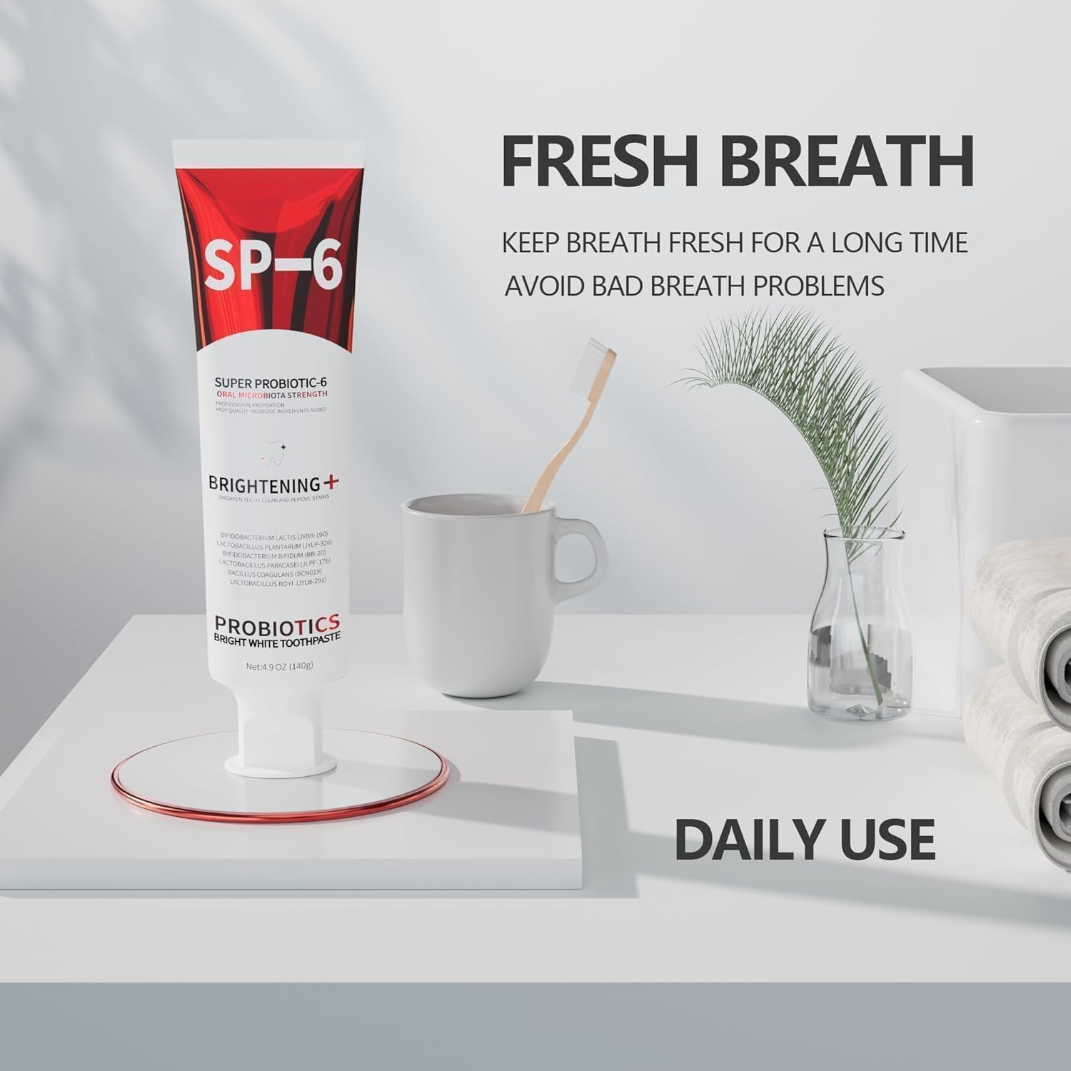 SP-6 Probiotic Toothpaste – Niacinamide Whitening, 6 Probiotics, Fluoride-Free