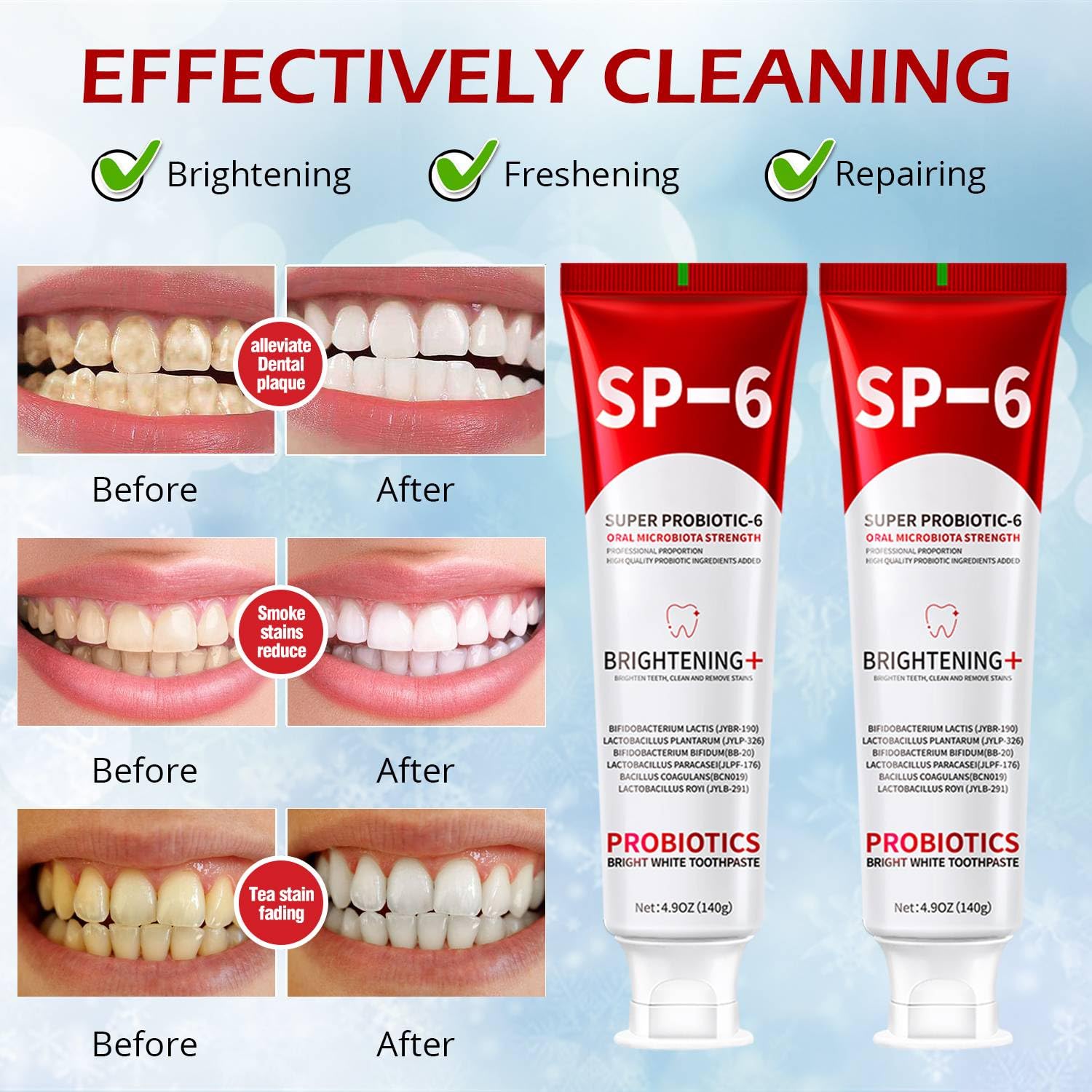 SP-6 Probiotics Whitening Toothpaste – Probiotics for Whitening, Gum Health, Enamel-Safe, Fluoride-Free