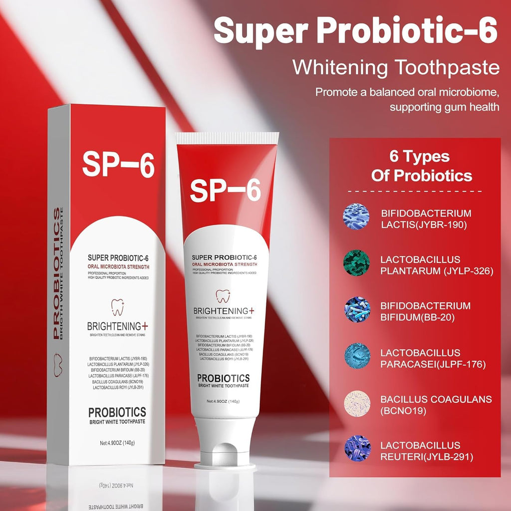 SP-6 Probiotics Whitening Toothpaste | Fluoride-Free Enamel-Safe Whitening & Fresh Breath