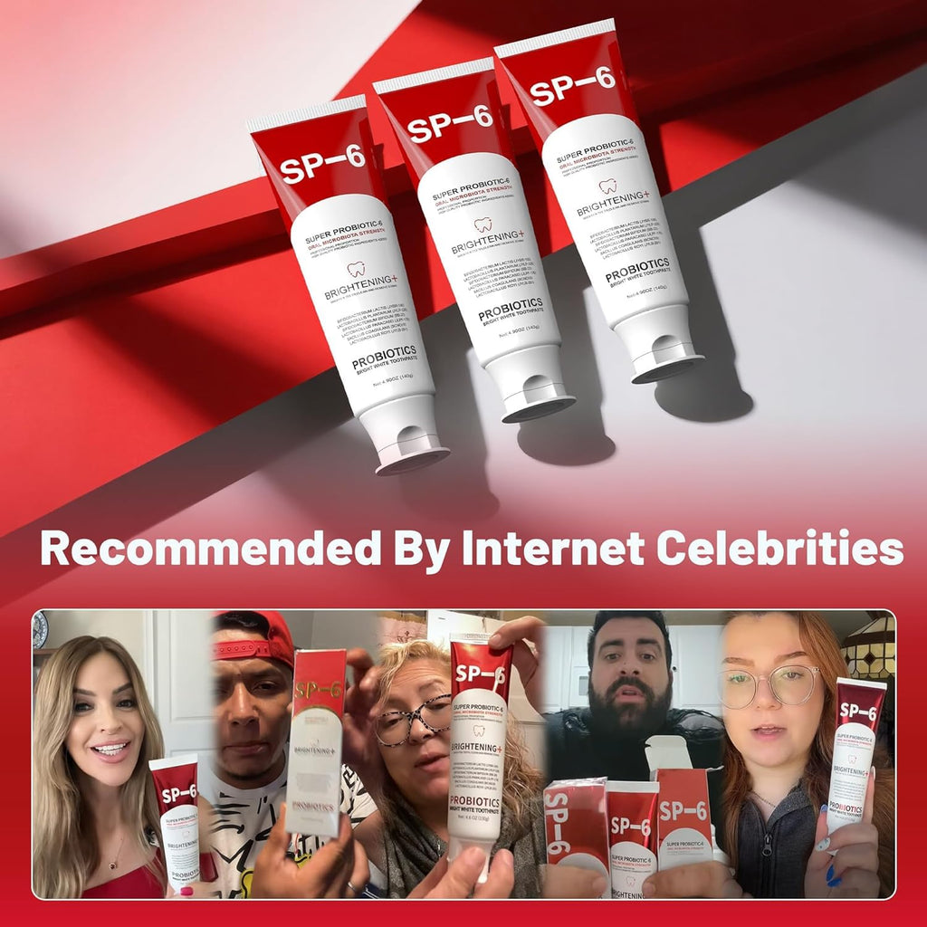 SP-6 Probiotics Whitening Toothpaste | Fluoride-Free Enamel-Safe Whitening & Fresh Breath