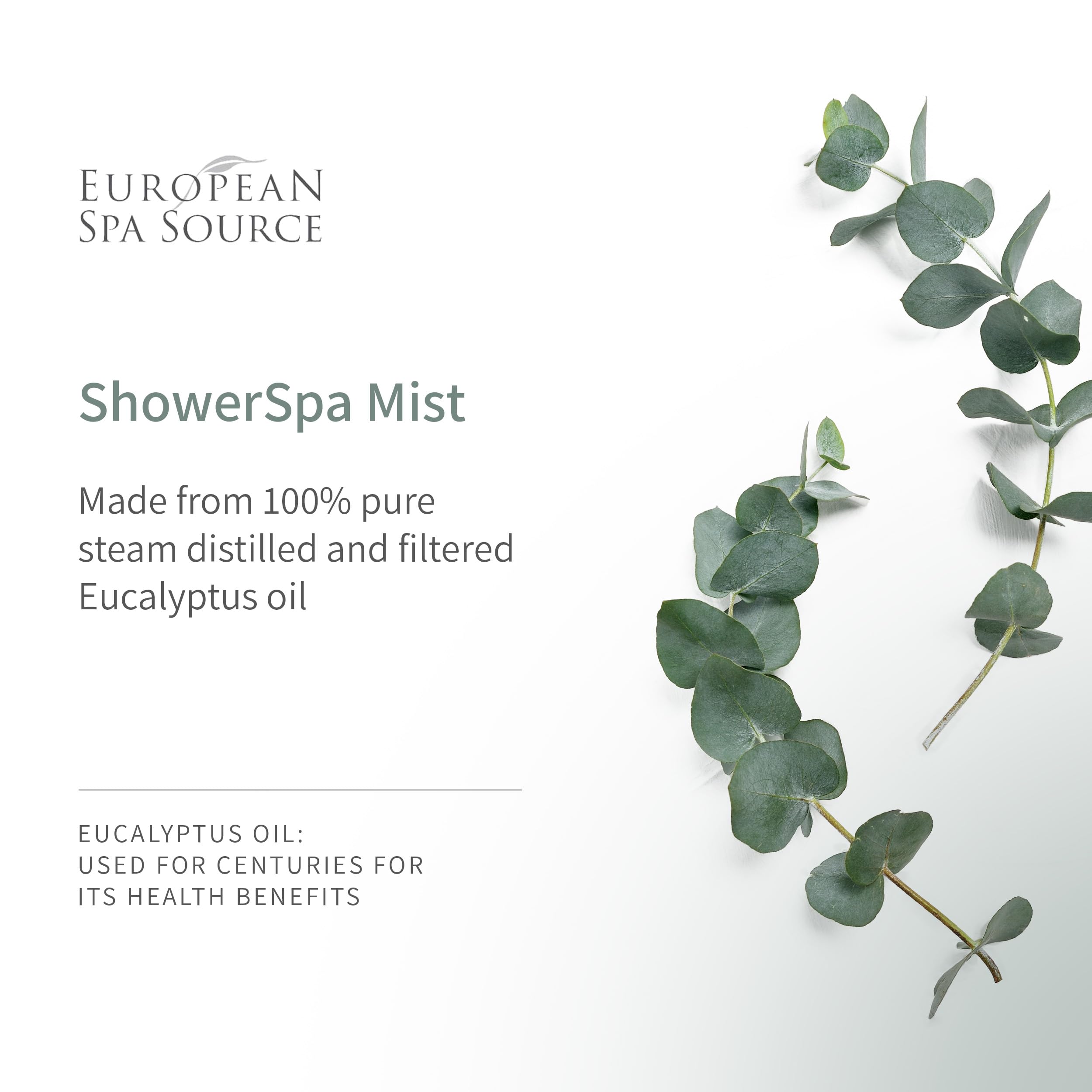 European Spa Source Energizing Lemongrass + Eucalyptus ShowerSpa Mist – Aromatherapy, 4 fl oz