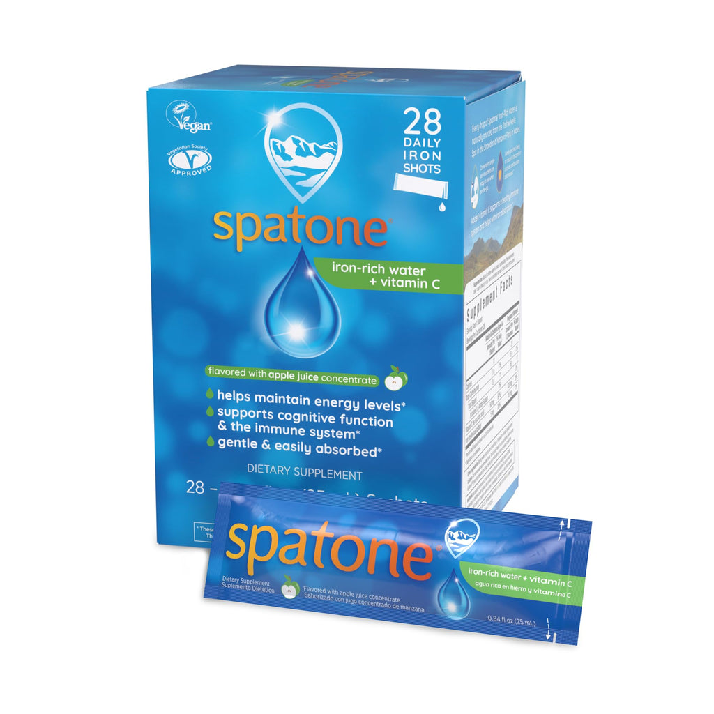 Spatone Natural Liquid Iron + Vitamin C (Apple) - 28-Day - 5mg per 20mL Sachet | Vegan