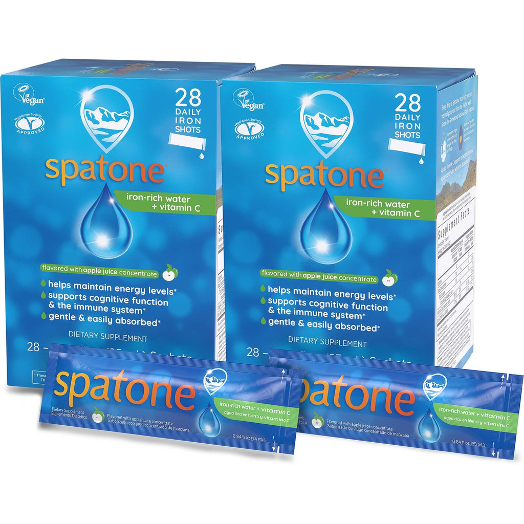 Spatone Apple Liquid Iron + Vitamin C – 2 Pack (Ages 4+), 5 mg/20 mL Sachet, Vegan