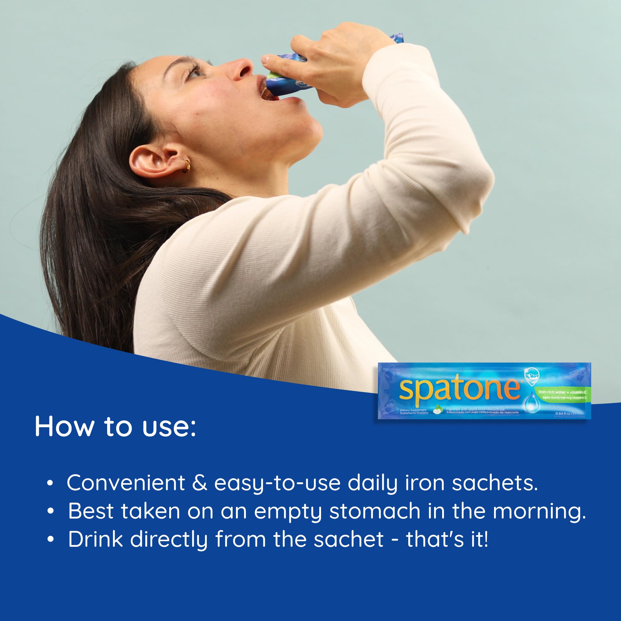 Spatone Natural Liquid Iron + Vitamin C (Apple) - 28-Day - 5mg per 20mL Sachet | Vegan