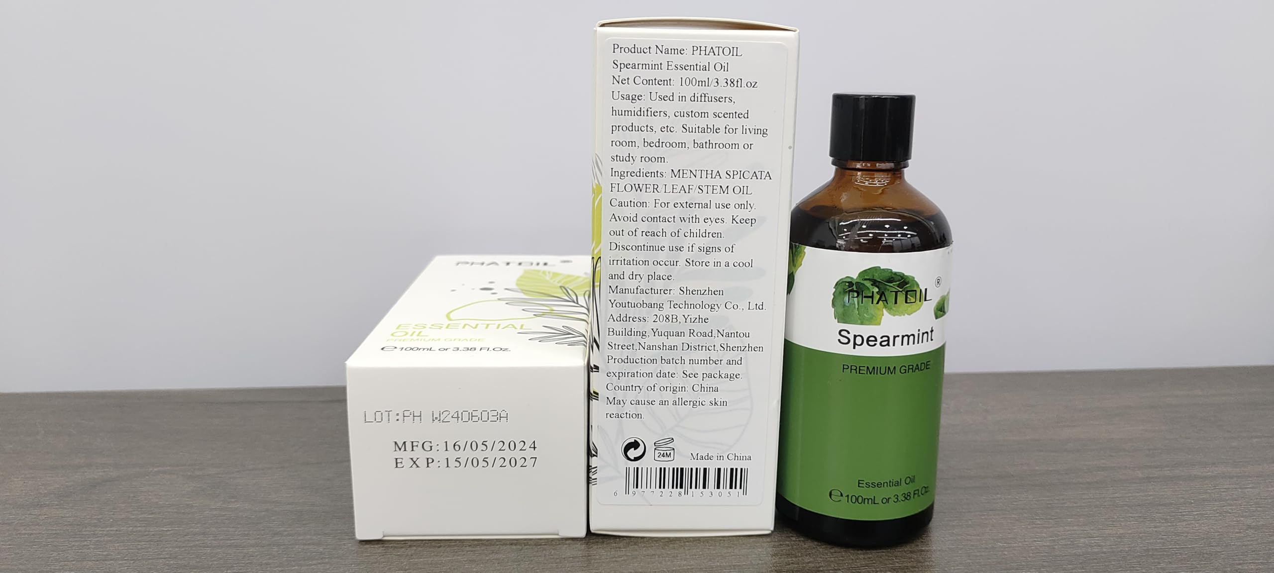 Spearmint Essential Oil 100ml | PHATOIL Pure Aromatherapy for Diffuser, DIY Crafts