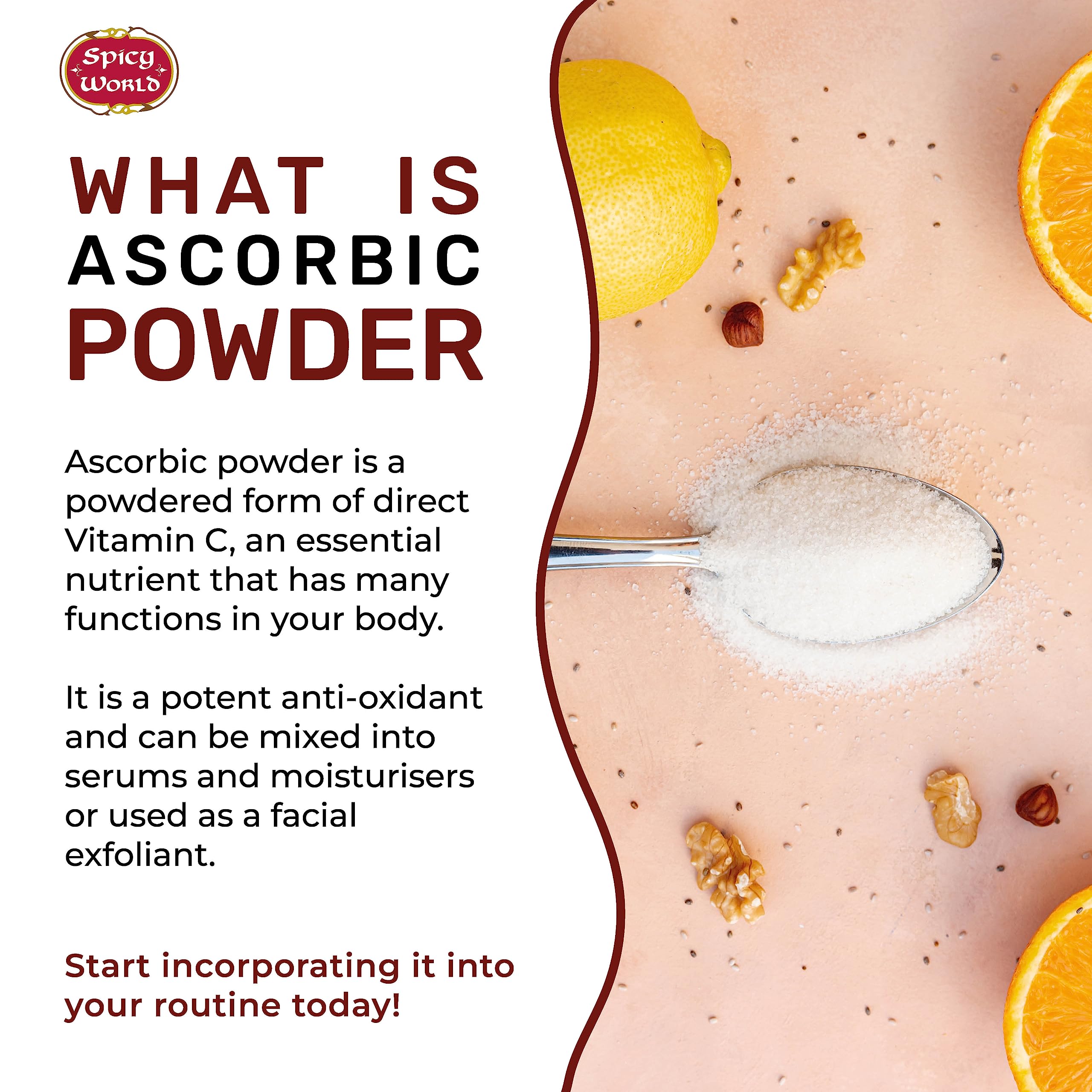 Spicy World Vitamin C Powder 5 lb (Ascorbic Acid) USP | Bulk Dietary Supplement