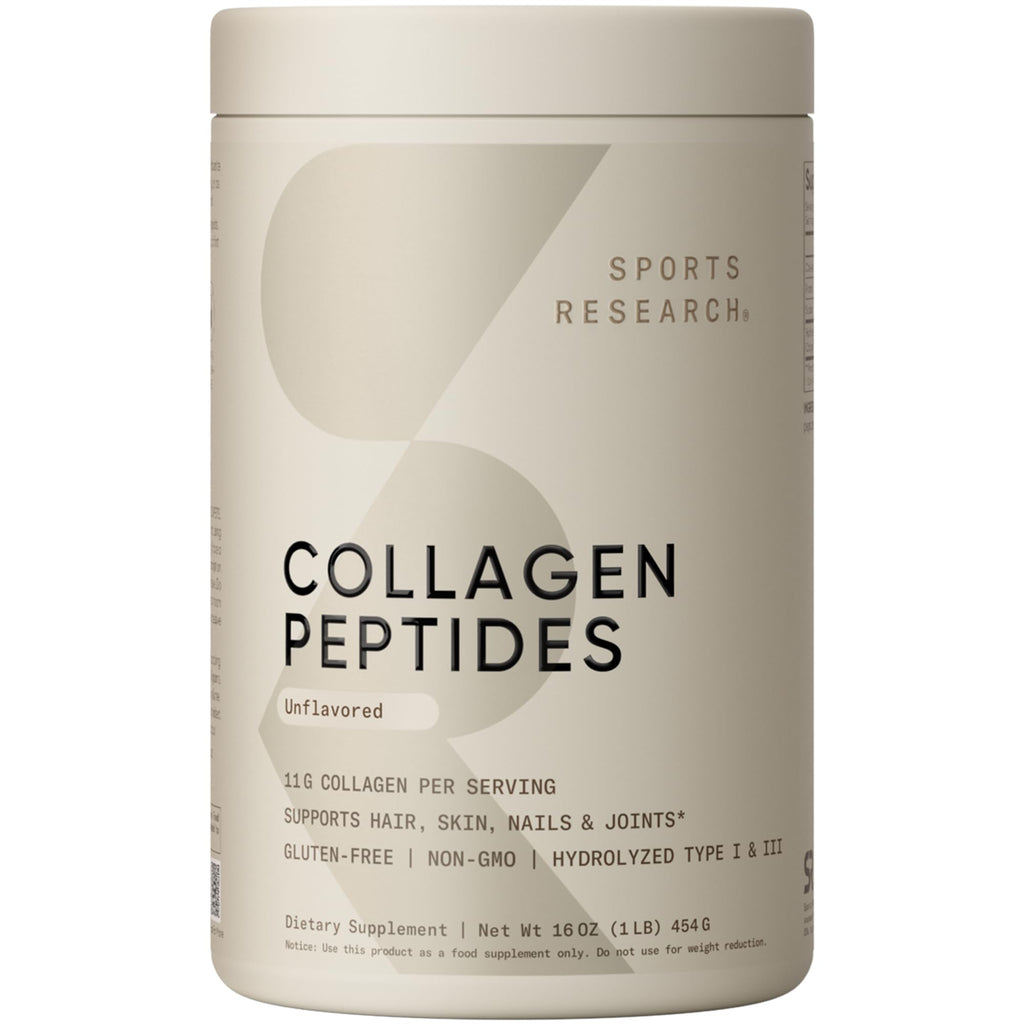 Sports Research Collagen Peptides – Hydrolyzed Type I & III Powder for Skin, Nails & Joints