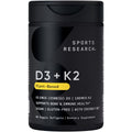 Sports Research Vitamin D3 + K2 with Coconut Oil – Vegan D3 2500 IU (62.5 mcg) & MK-7 K2 100 mcg for Bone & Immune Support - Vegan Certified • Non-GMO • Soy Free - 60 Softgels