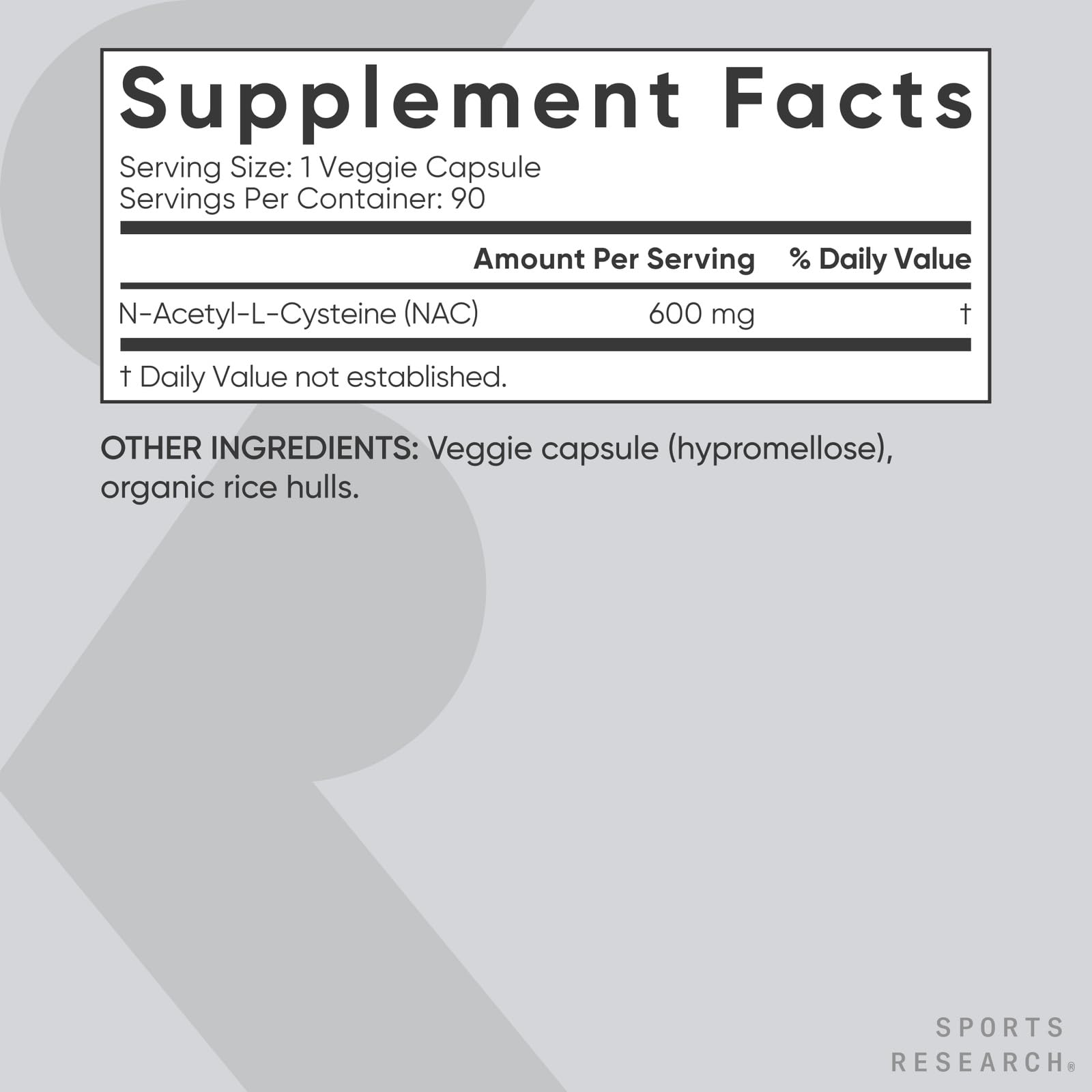 Sports Research N-Acetyl L-Cysteine (NAC) 600mg – 90 Veggie Capsules – Vegan, Non-GMO, Gluten Free | Lemon Aroma