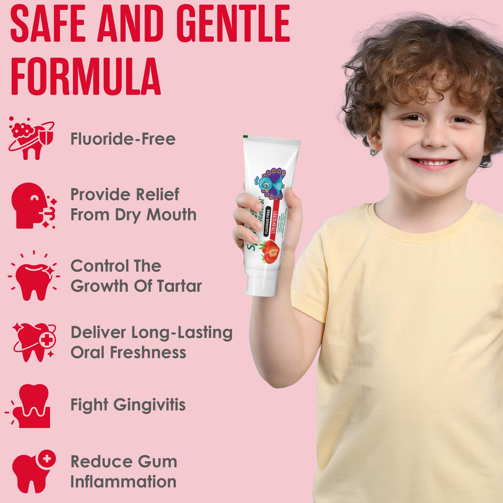 SprinJene Natural Children's Toothpaste – Fluoride Free Strawberry for Toddlers & Kids – Made in the USA