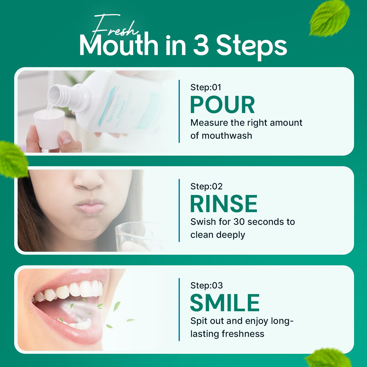 SprinJene Alcohol Free Mouthwash with Xylitol – Fluoride Free, Vegan, Made in USA