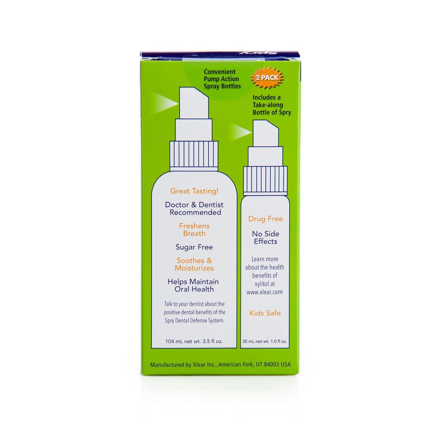 Spry Natural Xylitol Moisturizing Dry Mouth Spray – Stop Bad Breath, Increase Saliva, Non-GMO, Gluten-Free, Spearmint (Pack of 2)
