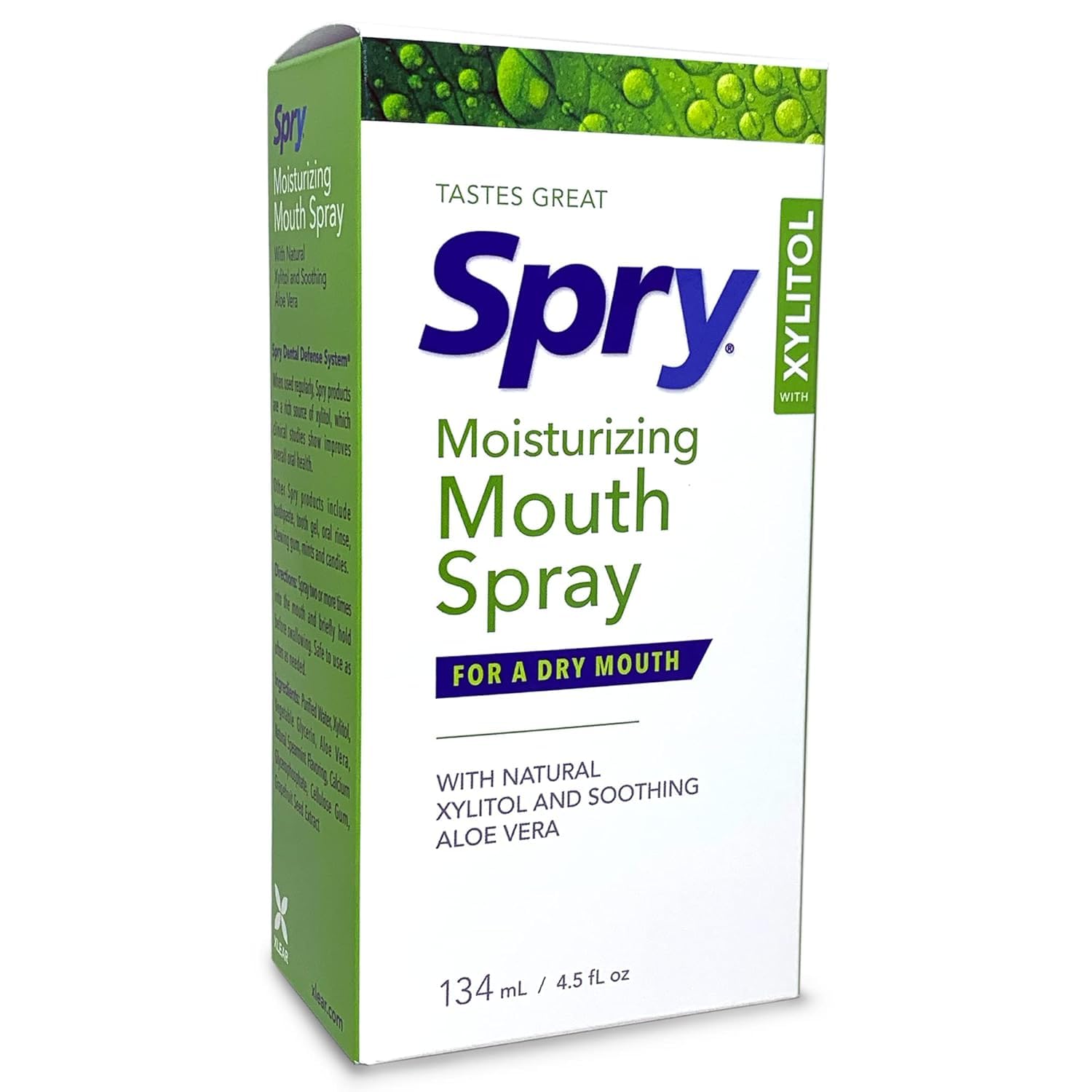 Spry Natural Xylitol Mouth Spray – Moisturizing Dry Mouth, Stop Bad Breath, Spearmint, 4.5 oz (Non-GMO)