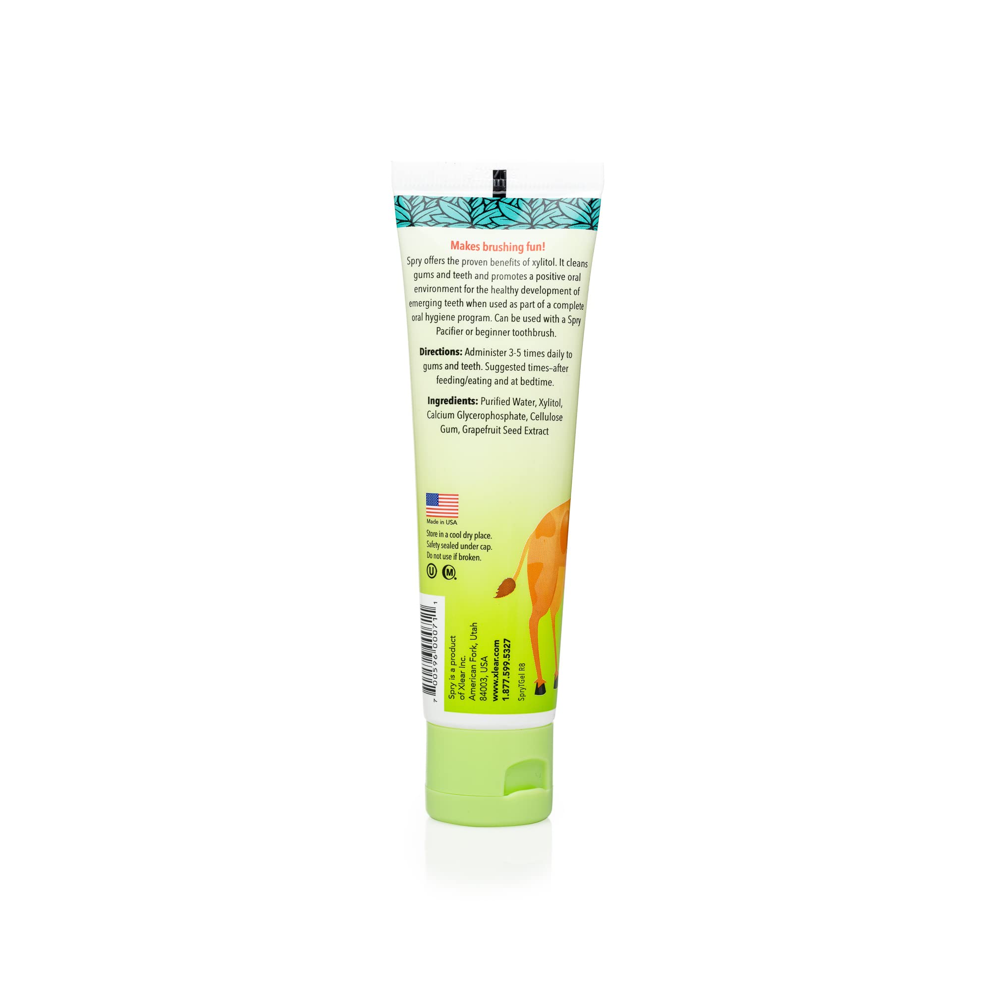 Spry Natural Xylitol Toothpaste Gel for Babies, Toddlers & Kids (3+ Months) – Fluoride-Free, 2 oz