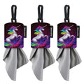 SPUDZ Classic Microfiber Lens Cleaner – Clip-On Pouch, Washable – for Binoculars, Scopes, Glasses, Screens | Vibrant Unicorn, 6 x 6 Inch (3-Pack)
