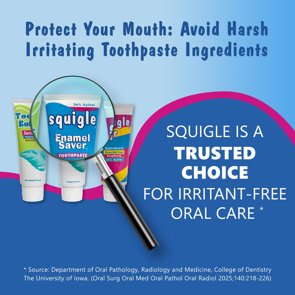 Squigle Enamel Saver Toothpaste – 36% Xylitol, Fluoride, SLS Free | Canker Sores & Bad Breath