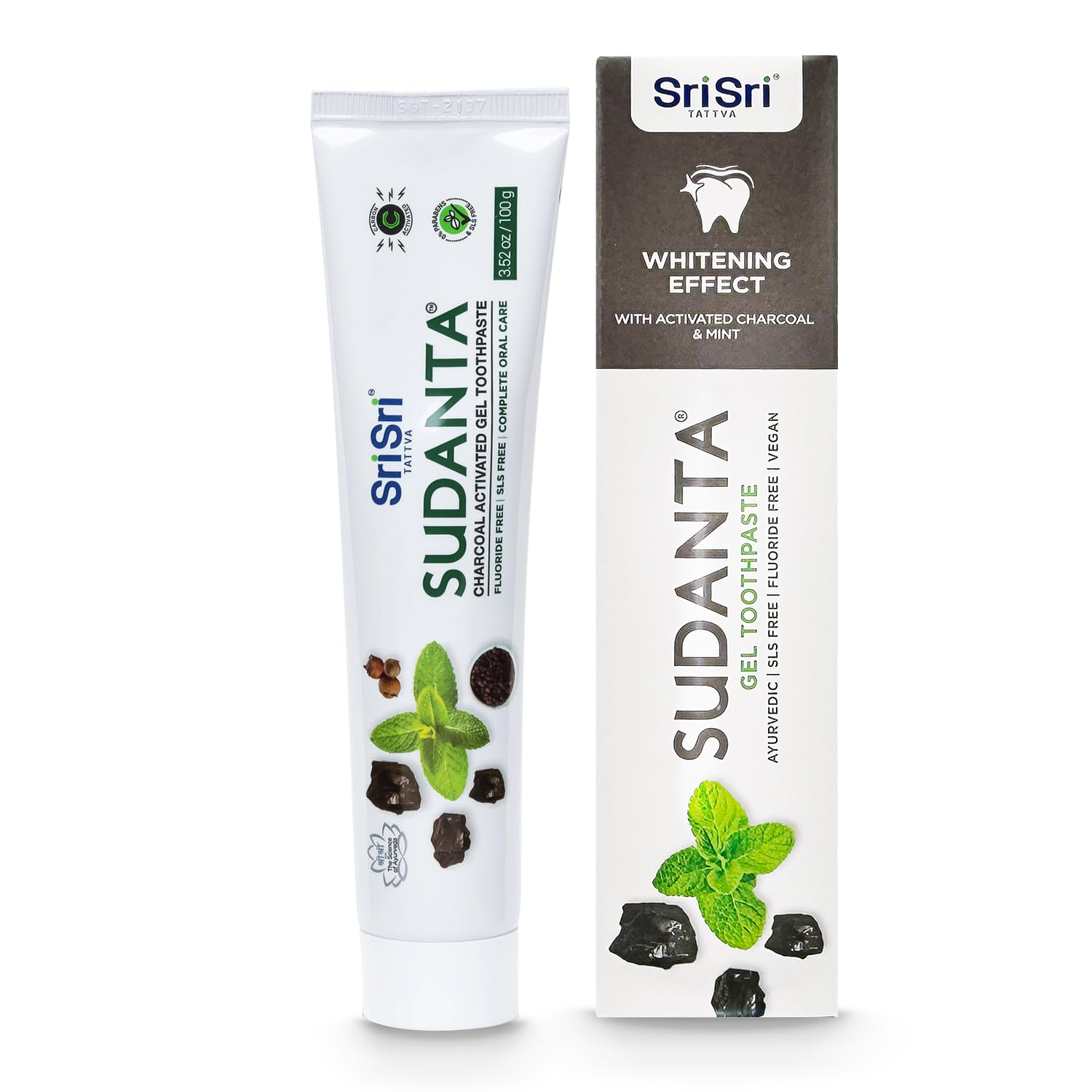 Sri Sri Tattva Sudanta Charcoal Toothpaste Gel – Herbal, SLS & Fluoride Free