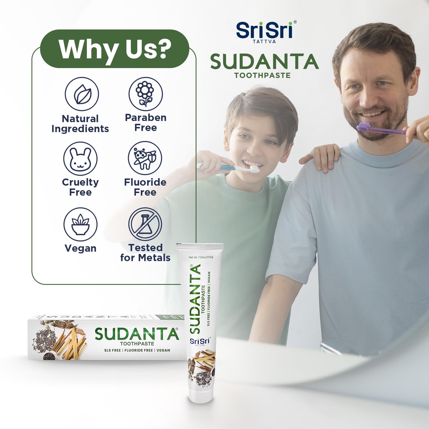 Sri Sri Tattva Sudanta Herbal Toothpaste – SLS Free & Fluoride Free, 200g