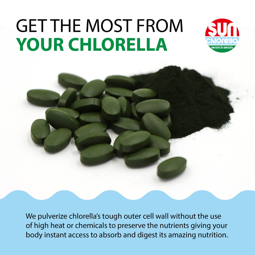 Sun Chlorella 500mg – Whole Body Wellness Green Algae Superfood | Immune Support, Gut Health