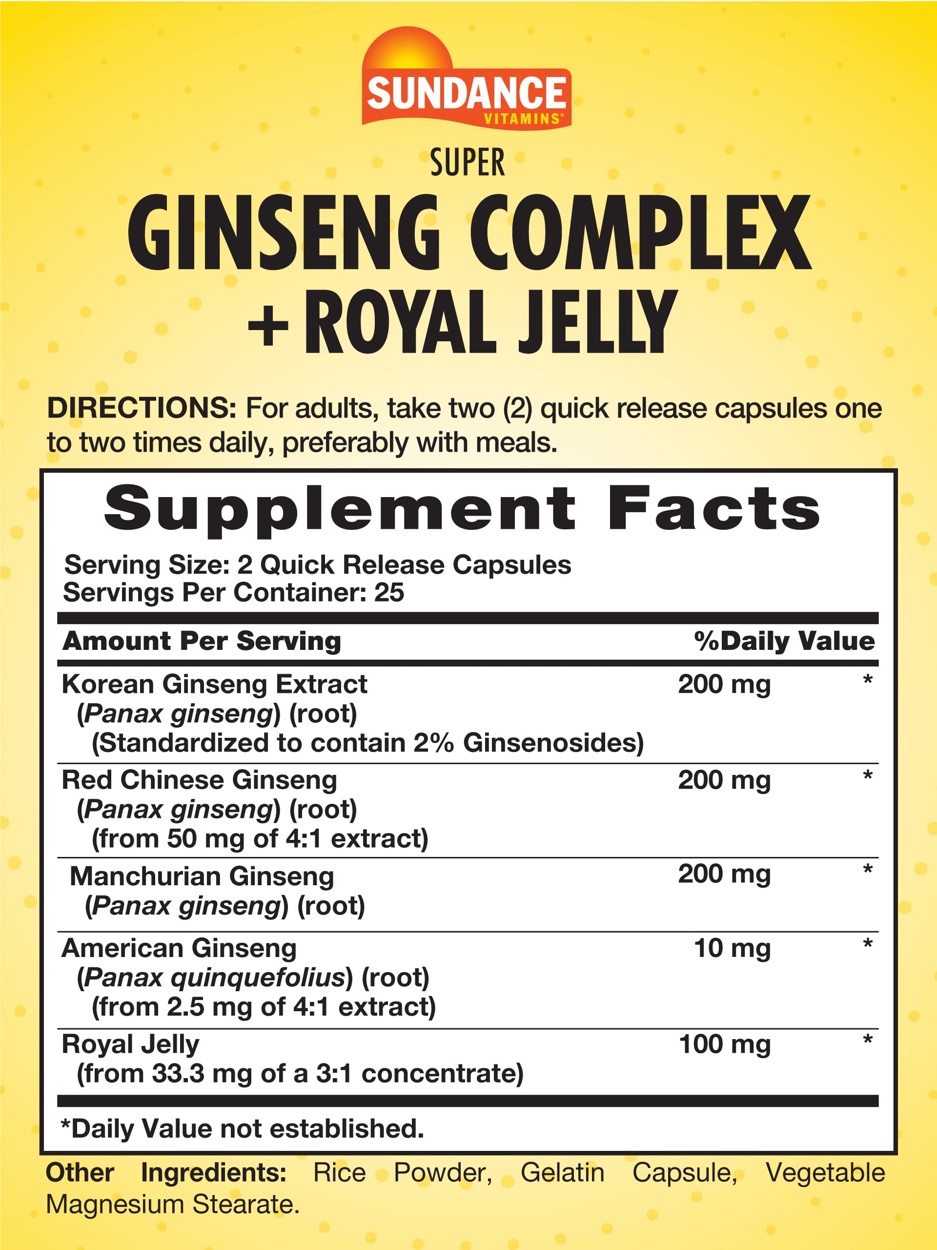 Sundance Super Ginseng Complex with Royal Jelly - 50 Quick Release Capsules