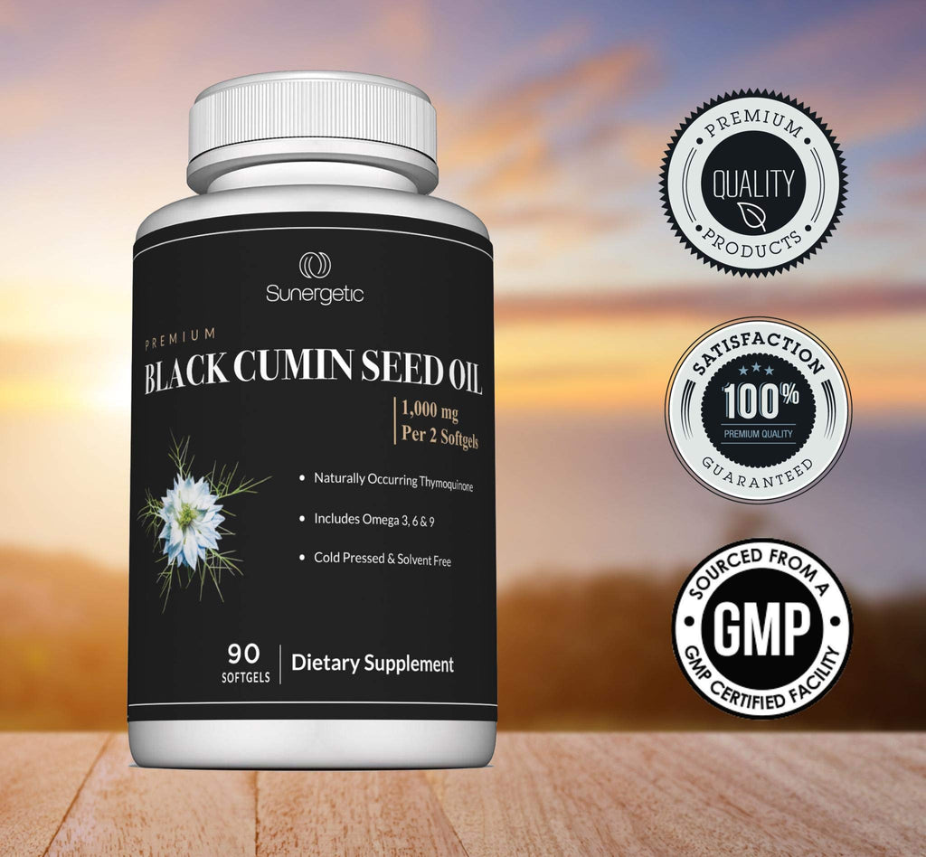 Sunergetic Black Cumin Seed Oil Softgels – 1,000mg per Serving, 90 Softgels