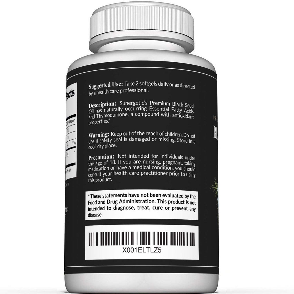 Sunergetic Black Cumin Seed Oil Softgels – 1,000mg per Serving, 90 Softgels