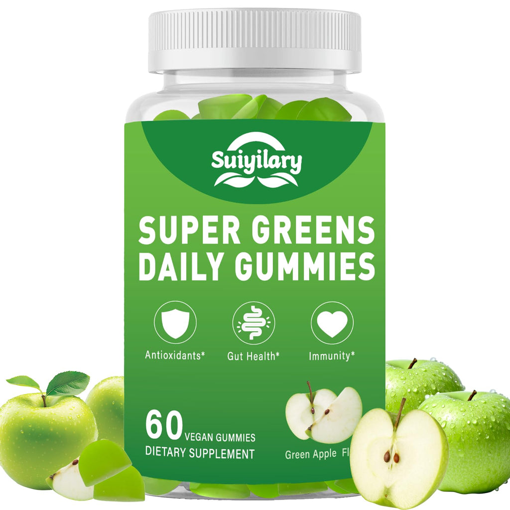 Sugar Free Supergreens Gummies – Apple Flavor, 60 Count | Immune & Gut Health