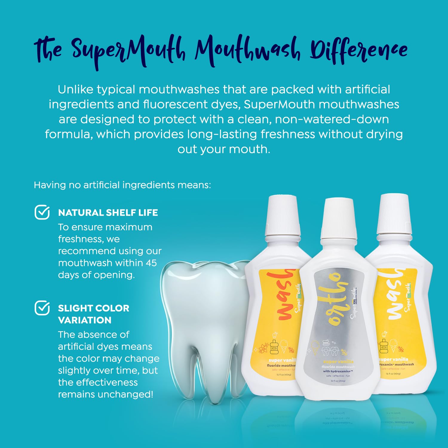 SuperMouth Ortho Mouthwash – Fluoride + Nano-Hydroxyapatite, D3 & K2, Prebiotics, Alcohol-Free