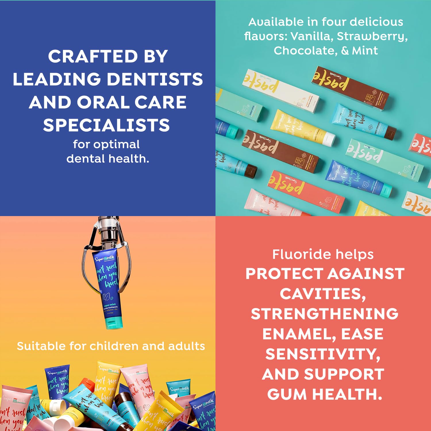 SuperMouth Fluoride Toothpaste for Adults & Kids | Enamel Protection, Whitening, Nano Hydroxyapatite