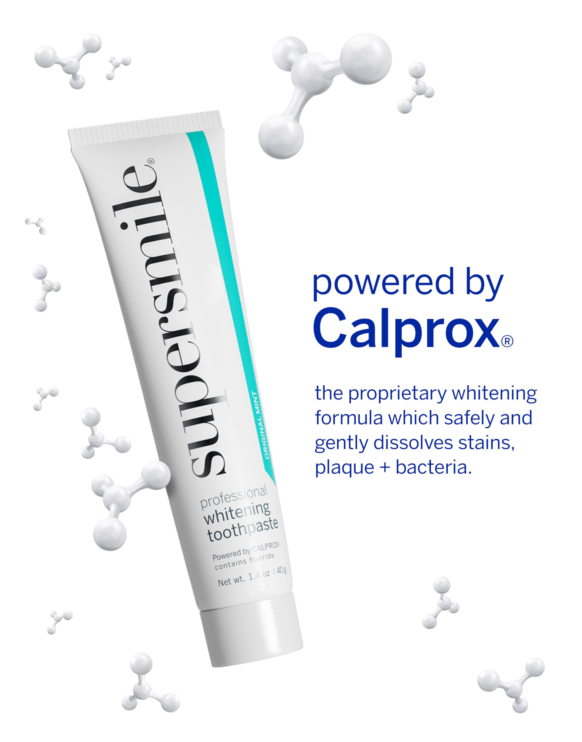 Supersmile Pro Whitening Toothpaste with Fluoride - Whitens Teeth (6 Shades) | Enamel Strengthening | No Sensitivity | Travel Size Pack of 2