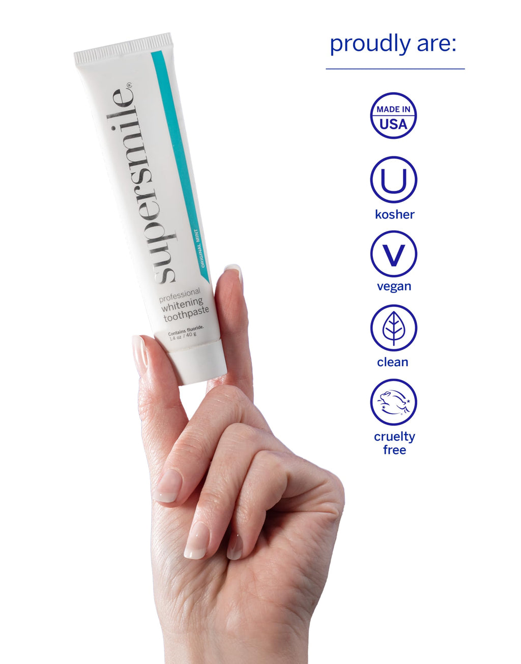 Supersmile Pro Whitening Toothpaste with Fluoride – 6 Shades, Enamel Strength, Travel Size 1.4 oz