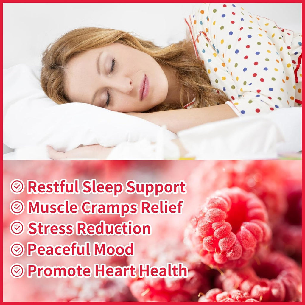 Magnesium Glycinate Gummies 500mg – Sugar Free, Potassium & Vitamin D3 + CoQ10 | Relaxation & Sleep Support | 60 Raspberry Gummies