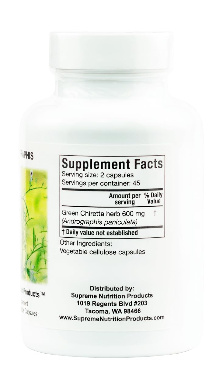 Supreme Nutrition Andrographis - 90 Green Chiretta Vegetarian Capsules (Pack of 2)
